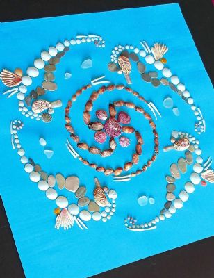 Seashell art seahorse in ornament